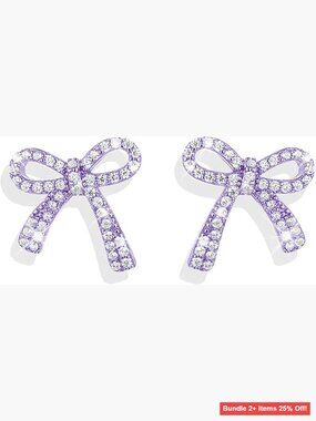Rhinestone Bow Earrings Holiday Party Jewelry Festive Gift